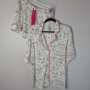 Kilo Brava Face Print Pajama Set with Pink Accents